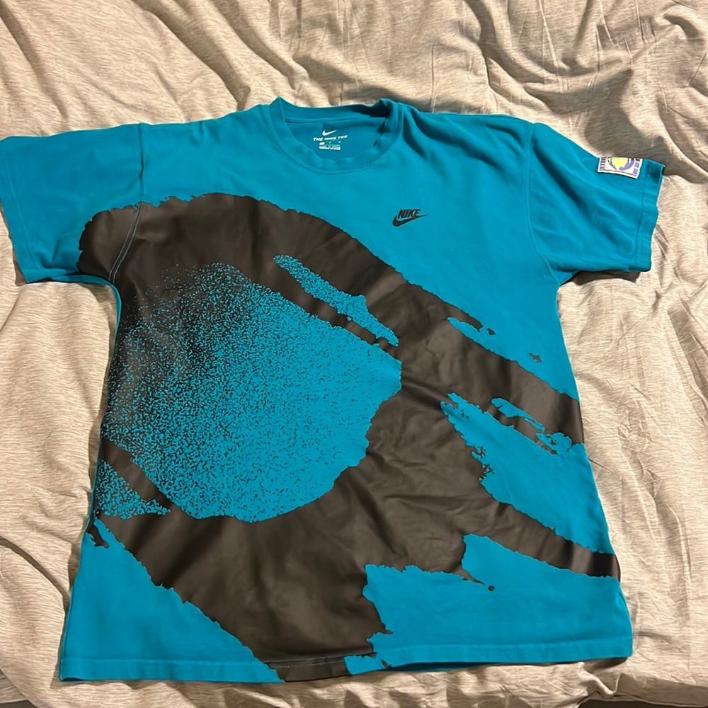 blue nike retro tennis shirt